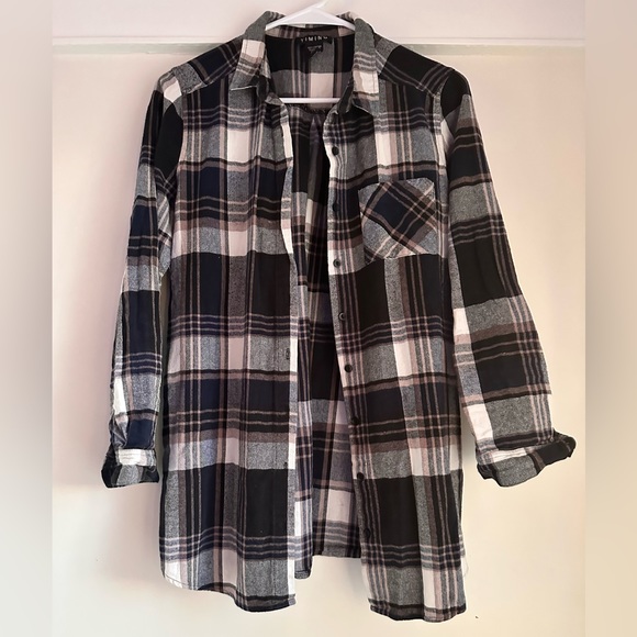 Timing Tops Timing Black And White Plaid Flannel Shirt Poshmark